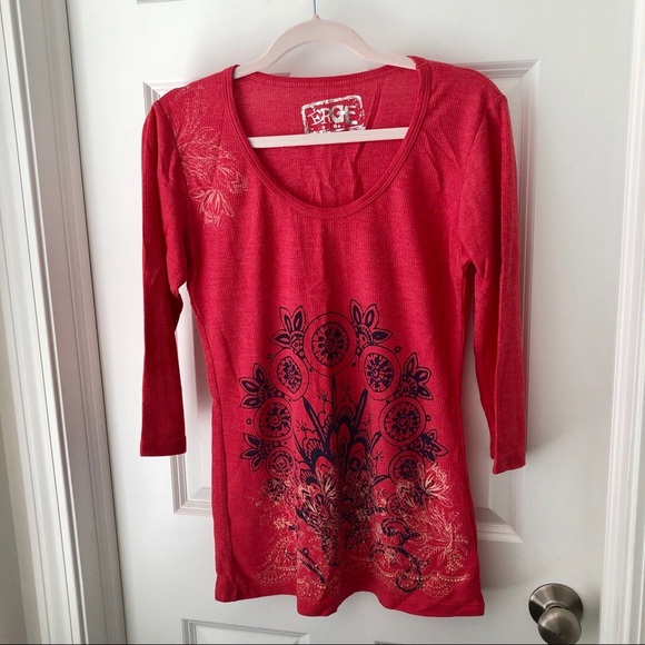 ERGE long sleeve red top Sz L - Picture 1 of 5